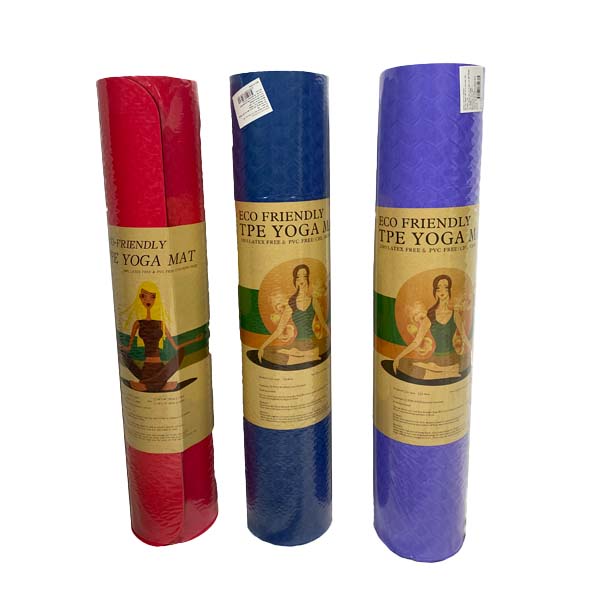 Royal Homes Yoga Mat with Strap 6mm x 183cm x 61cm, Purple, Red, Blue