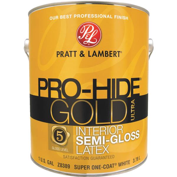 Valspar Pro-Hide Gold Ultra Zero VOC Latex Semi-Gloss Interior Wall Paint, Super One-Coat White, 1 Gal.