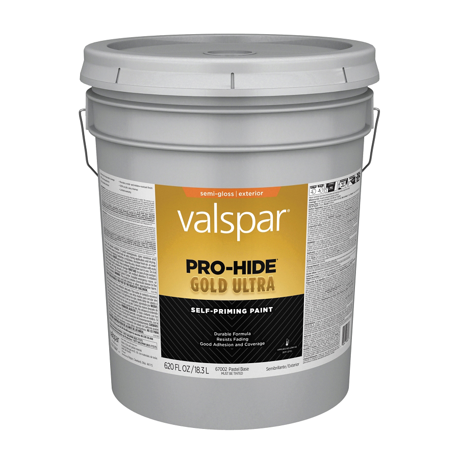 Valspar Pro-Hide Gold Ultra Latex Semi-Gloss Exterior House Paint, Pastel Base, 5 Gal.