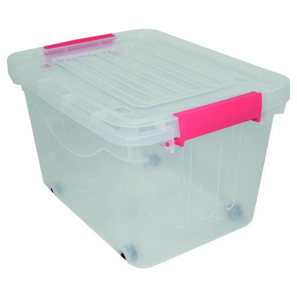 Duramade Plastic Storage Box with Wheels 25L 16.5x12.5x10 In.