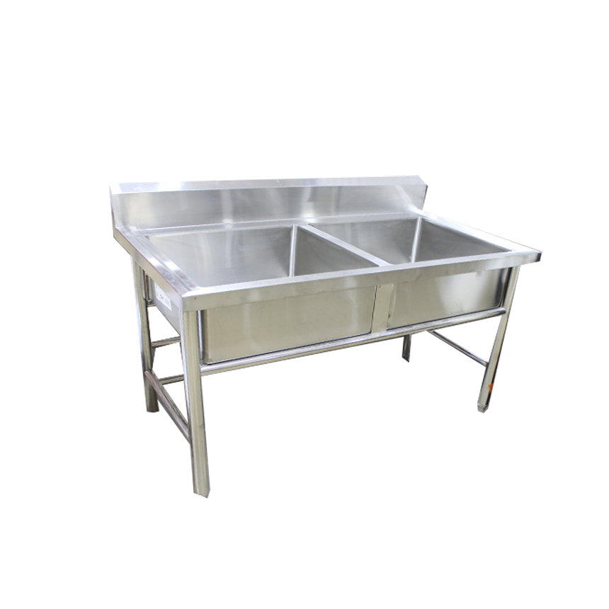 ^Royal Homes Double Sink with Stand 201 Stainless 150x70x80cm (59x27.5x31.5 In.)