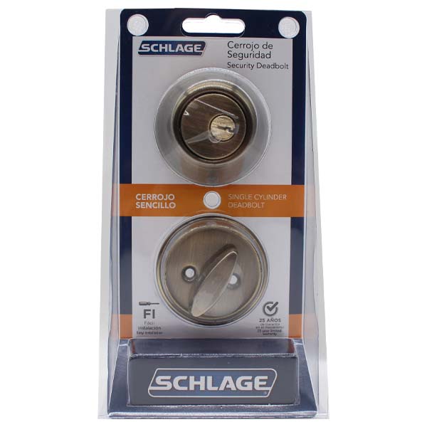 Schlage Single Cylinder Deadbolt 609 BST 7707007706234