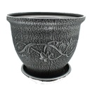 Royal Homes Flower Pot with Saucer 19 x 15 In., Gold/ Silver/ Copper