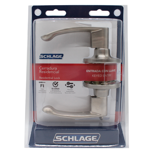 Schlage Nickel Lever Clio Keyed Entry 630 BST 7707007710132