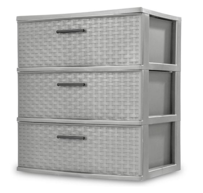 Sterilite Weave 3-Drawer Storage Unit, Cement