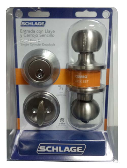 Schlage Knob and Single Cylinder Deadbolt Combo Atlas 630 BST 7707007712419