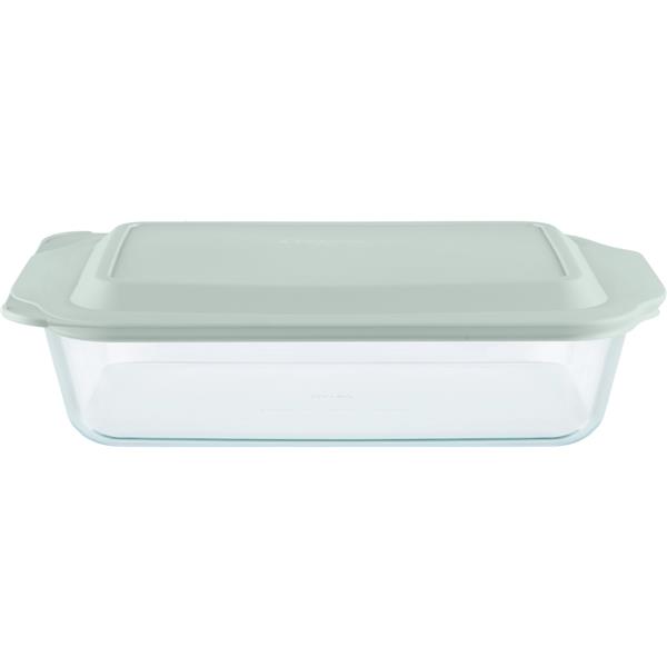 Pyrex Glass Baking Dish with Sage Lid 9 In. x 13 In. x 3 In.