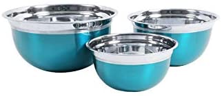 Oster Rosamond Mixing Bowl Set of 3, Metallic Turquoise