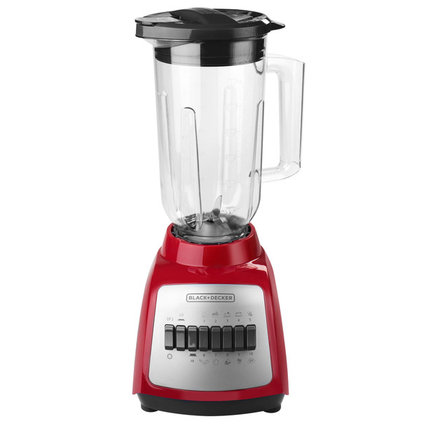 Black &amp; Decker Blender 10-Speed Plastic Jar, Red