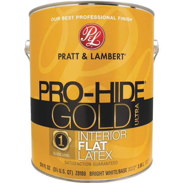 ****Pratt &amp; Lambert Pro-Hide Gold Ultra Latex Flat Interior Wall Paint, Bright White Base, 1 Gal.¹