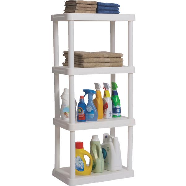 Gracious Living 4-Shelf Solid Shelving Unit Light Duty, White (Holds up to 220 lbs)