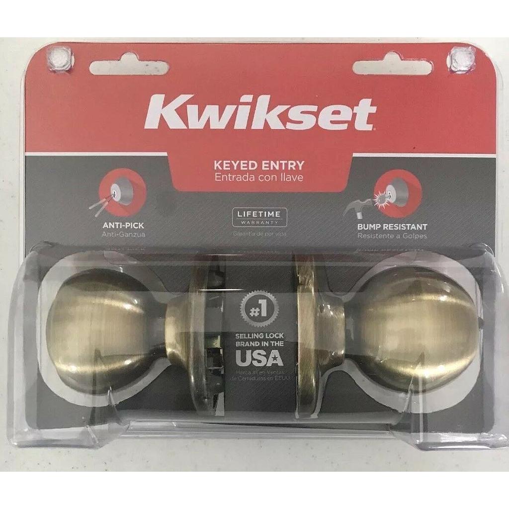 Kwikset Antique Brass Knob Keyed-Entry Lockset