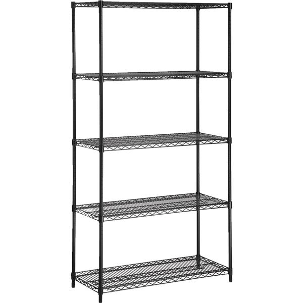 Honey Can Do 5-Tier Shelf 35 In. x 72 In. x 13 In. Black Stainless Steel