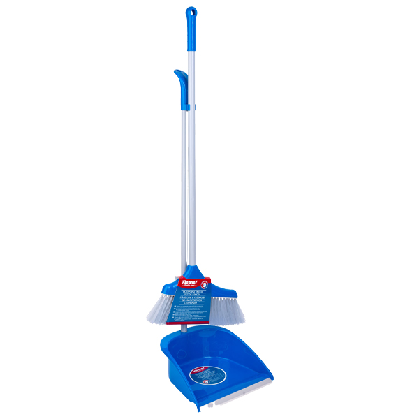 Kleaner Dust Pan with Broom, Metal Handle 75cm