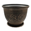 Royal Homes Flower Pot with Saucer 15.5x12 In., Gold/ Silver/ Copper