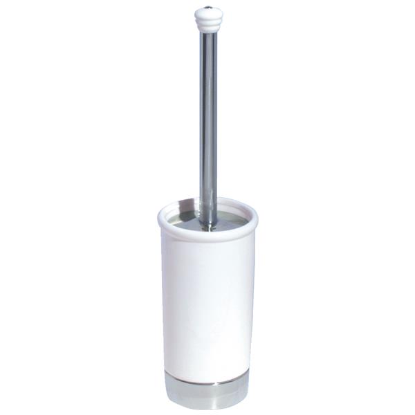 InterDesign York Toilet Bowl Brush With Caddy 17.5 In., White/ Chrome