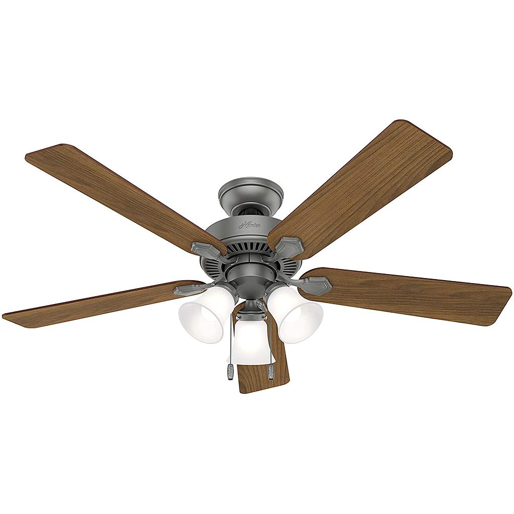 Hunter Ceiling Fan 52in Swanson, Matte Silver. (C.F.M - 2396)