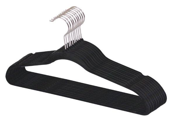 Home Basics Velvet Hangers, Black (Pack of 10)