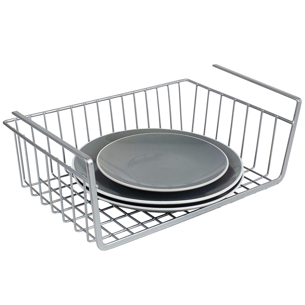 ****Home Basics Large Under Shelf Basket, Silver Vinyl-Coated Steel