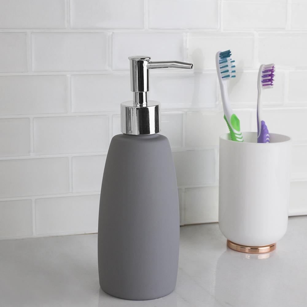 Home Basics Soap Dispenser, Rubber-Coated Ceramic