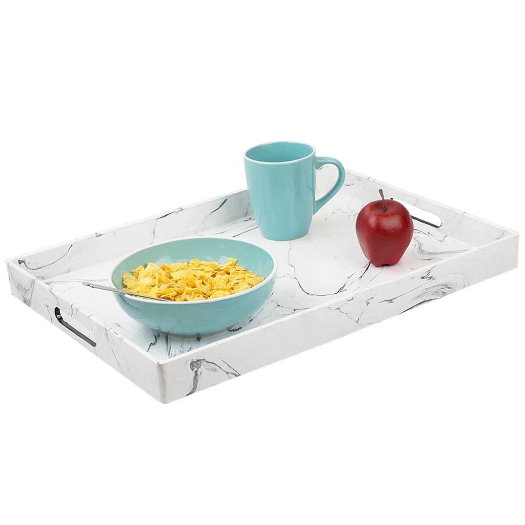 Home Basics Faux Marble Serving Tray 14 x 19 In., White