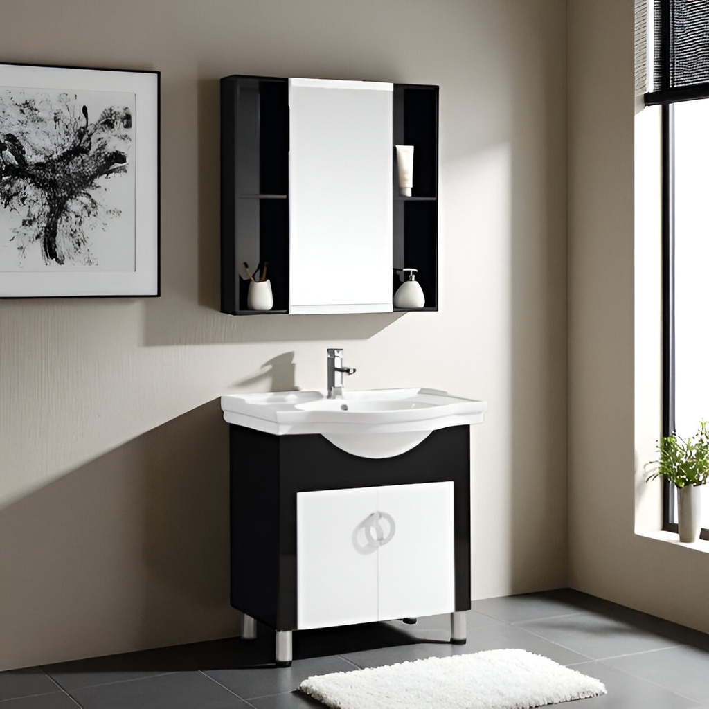 Royal Homes Bathroom Vanity 31.4 x 18.8 x 33.4 In. Black &amp; White