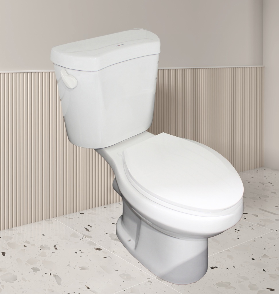 Royal Homes Elongated P-Trap Toilet Set with 3-In. Flapper, Flush Fitting and Seat Cover