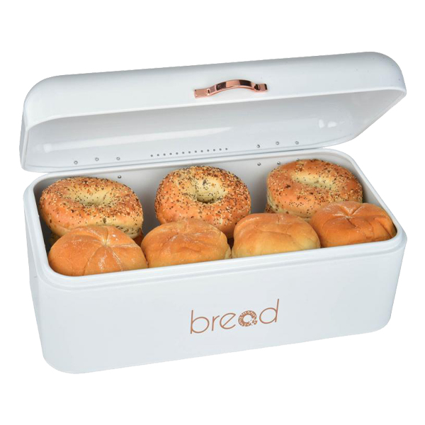 Elle Decor Bread Box, White / Rose Gold