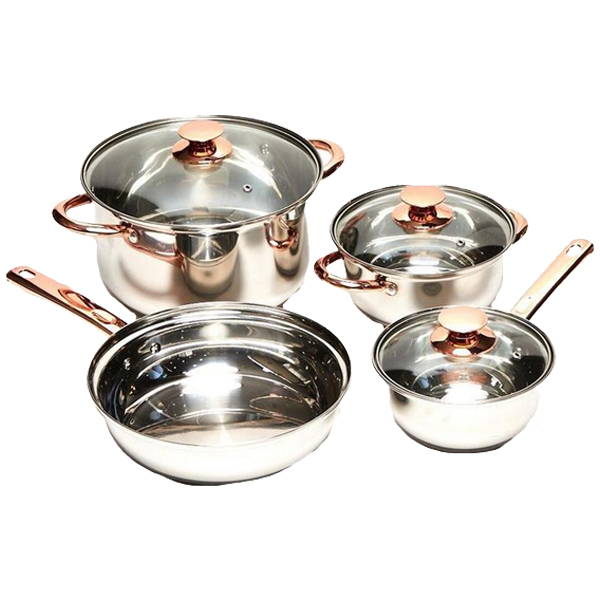 ****Elle Gourmet 7pc Cookware Set Stainless / Rose Gold