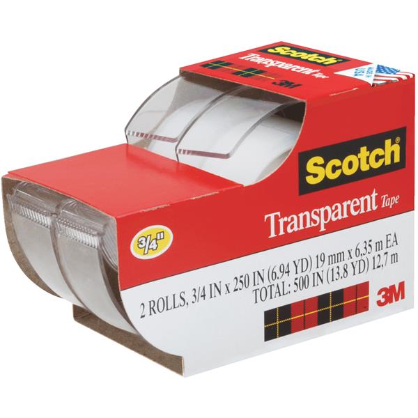3M Scotch Transparent Tape 3/4 In. x 250 In. (2-Pack)