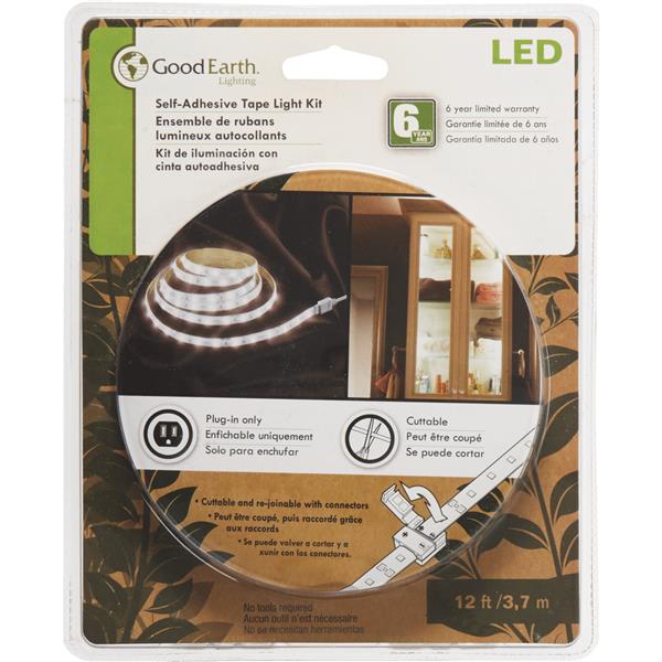 Good Earth Lighting Plug-In LED Under Cabinet Tape Light 12 Ft. L. White