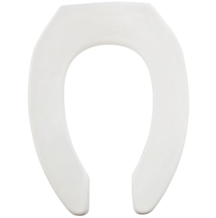 Mayfair Commercial STA-TITE Elongated Open Front White Molded Plastic Toilet Seat