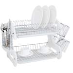 Home Basics 2-Tier Dish Drainer, White