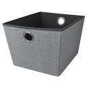 Home Basics Large Storage Tote 12.5 x 15 x 10 In., Grey Herringbone