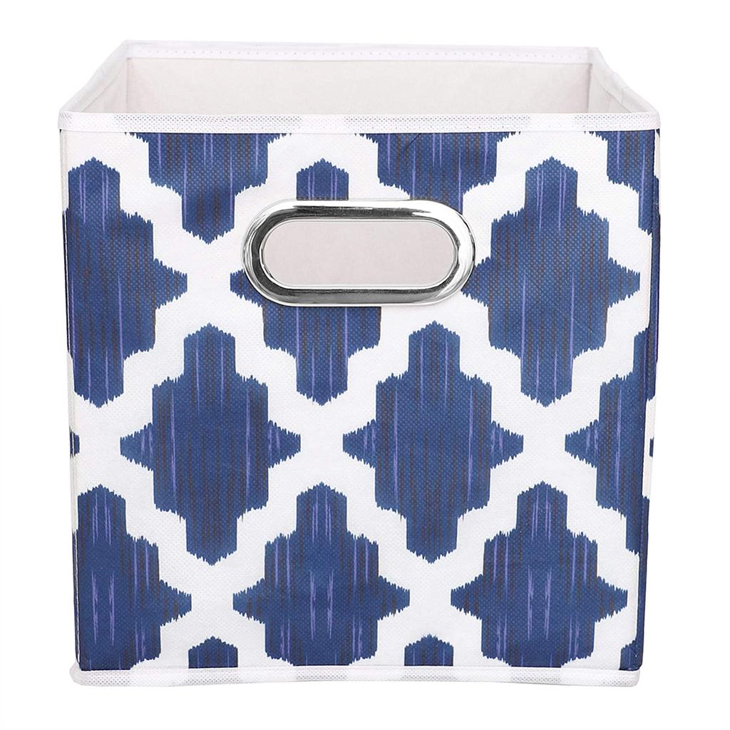 ****Home Basics Collapsible Storage Bin Lattice Pattern Navy / White 10.5In.x10.5In.x10.5In.te