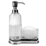 Home Basics Soap Dispenser with Sponge Holder, Clear Plastic/ Chrome