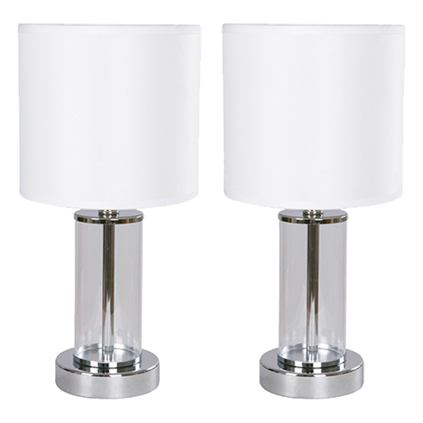 IKE LITE Table Lamp 1-Light E27 60W Chrome (Twin Pack)