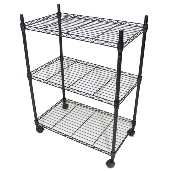 Royal Homes Mobile Shelving Cart - 600*350*H760/810 mm - Black