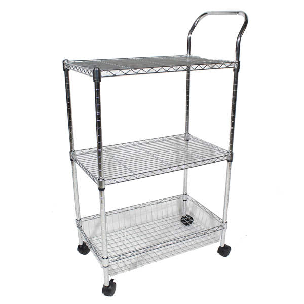 Royal Homes Mobile Shelving Cart 600 x 350 x 900 mm Chrome