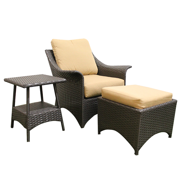 Royal Homes Patio Set 3-pc Incl Chair, Footstool and Table