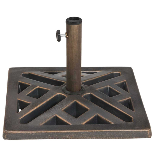 Outdoor Expressions Polyresin Umbrella Base 17 In. Square, Bronze