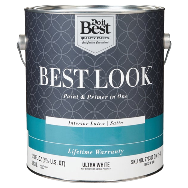 ****Best Look Latex Paint &amp; Primer In One Satin Interior Wall Paint Ultra White 1 Gal