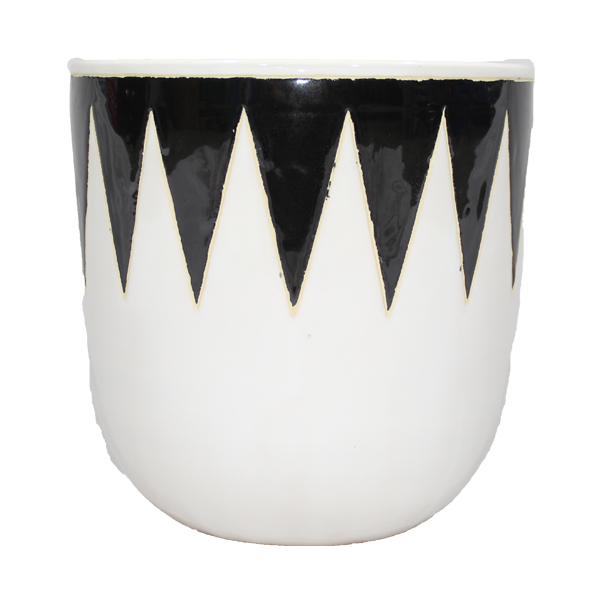 ****Classy Homes Ceramic Plant Pots Black / White - Set of 3