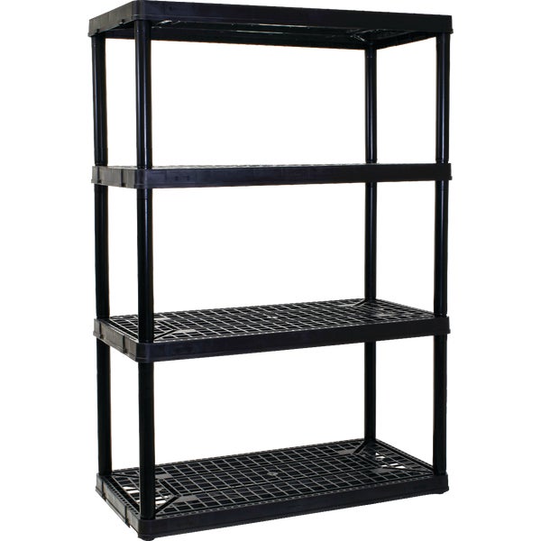 Gracious Living 4-Shelf Heavy Duty Ventilated Shelving Unit, Black (Holds up to 600 lbs)