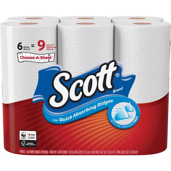 Scott Choose-A-Sheet Paper Towels, 6 Mega Rolls