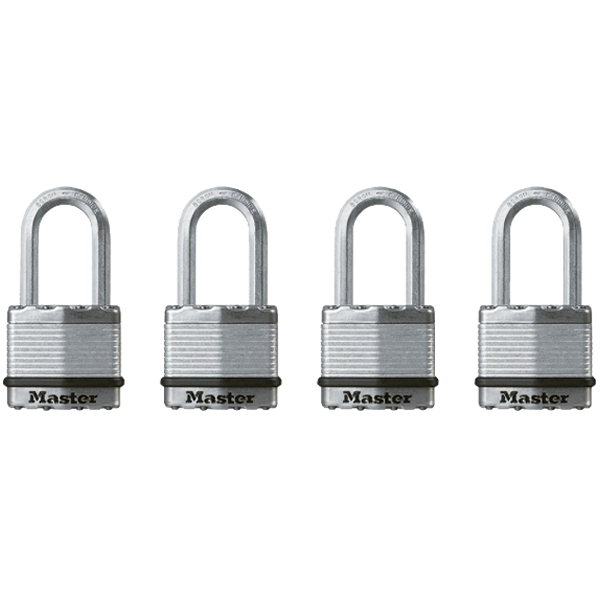 Master Lock Magnum Dual-Armor Keyed Alike Padlock 1-3/4 In with 1-1/2 In Shackle 4-Pack