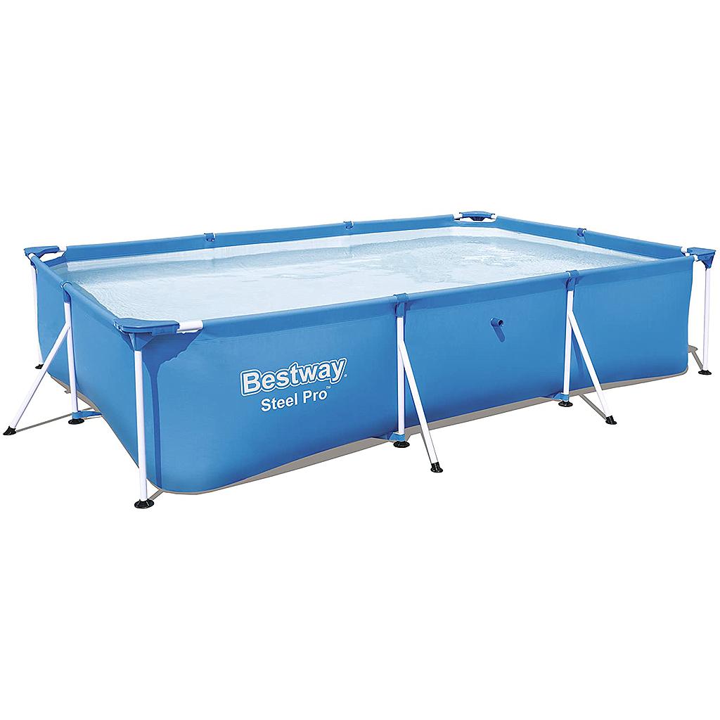 Bestway Steel Pro Rectangular Pool with Steel Frame, 9'10In. x 6'7In. x 26In., 3,300 Liters, Blue