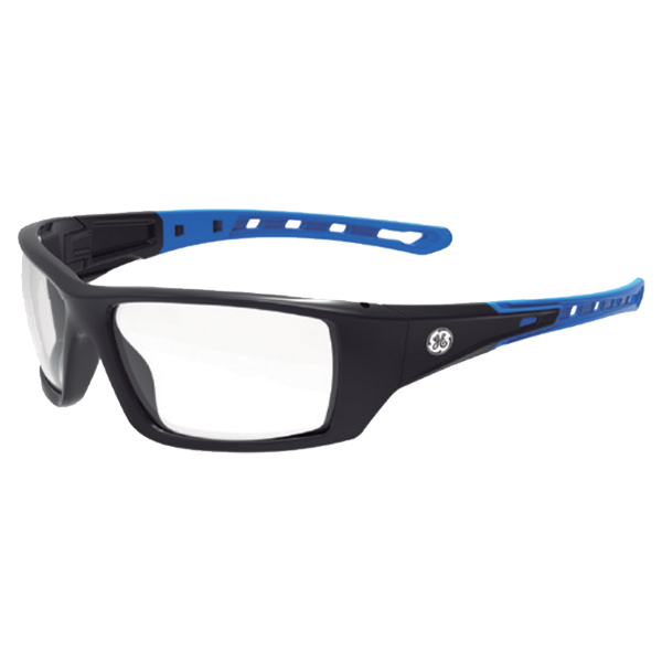 ****GE Black/Blue Safety Glasses Clear Lens Anti-Fog