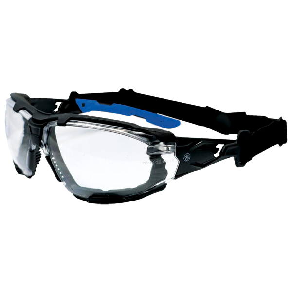 ****GE Black/Blue Safety Glasses Clear Anti-Fog