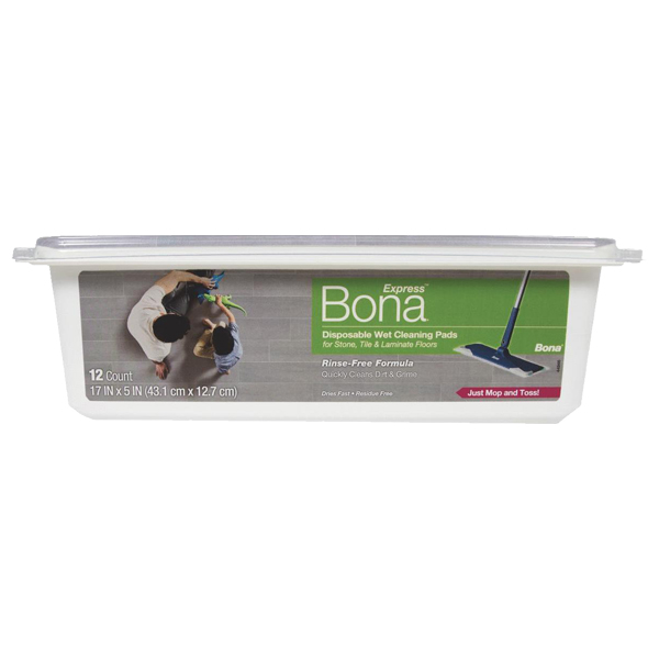 Bona Express Wet Hard Surface Floor Disposable Cleaning Pads 5 In. W x 17 In. L (12-Count)